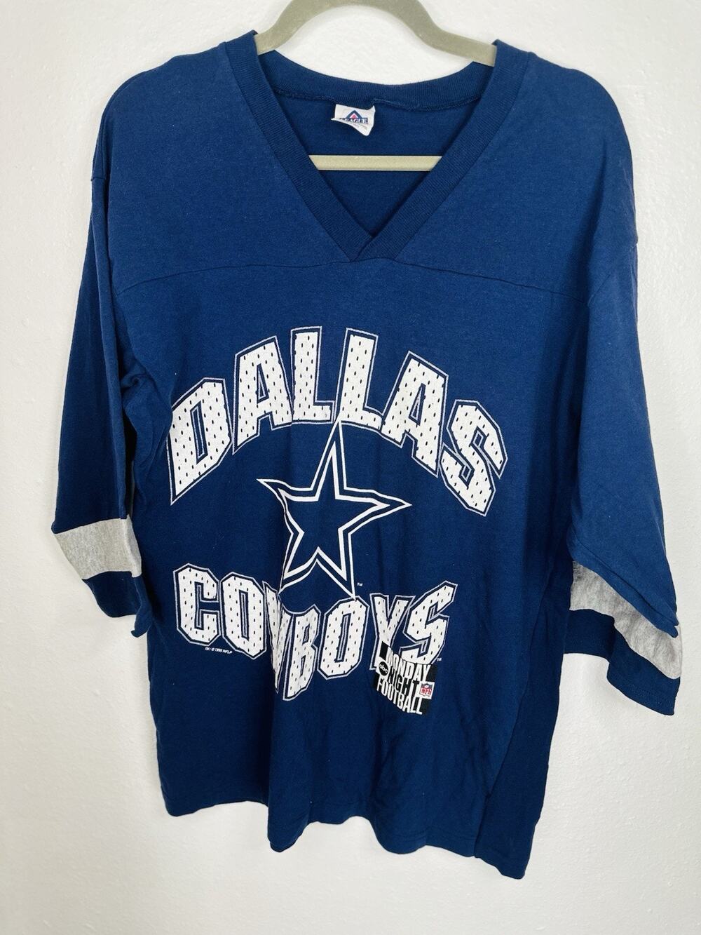 Vtg Dallas Cowboys 1995 Monday Night Football 3/4 Sleeve Medium V Neck